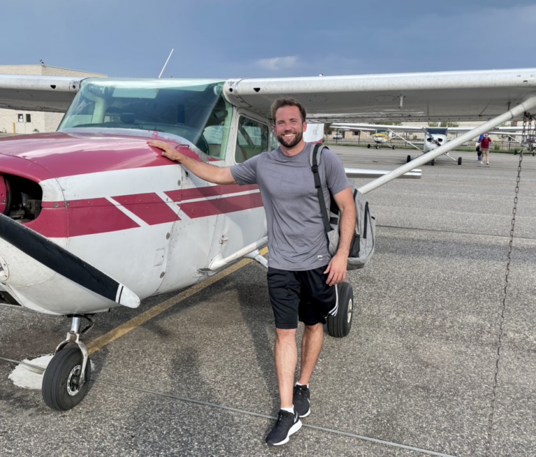 Davis with a Cessna airplane