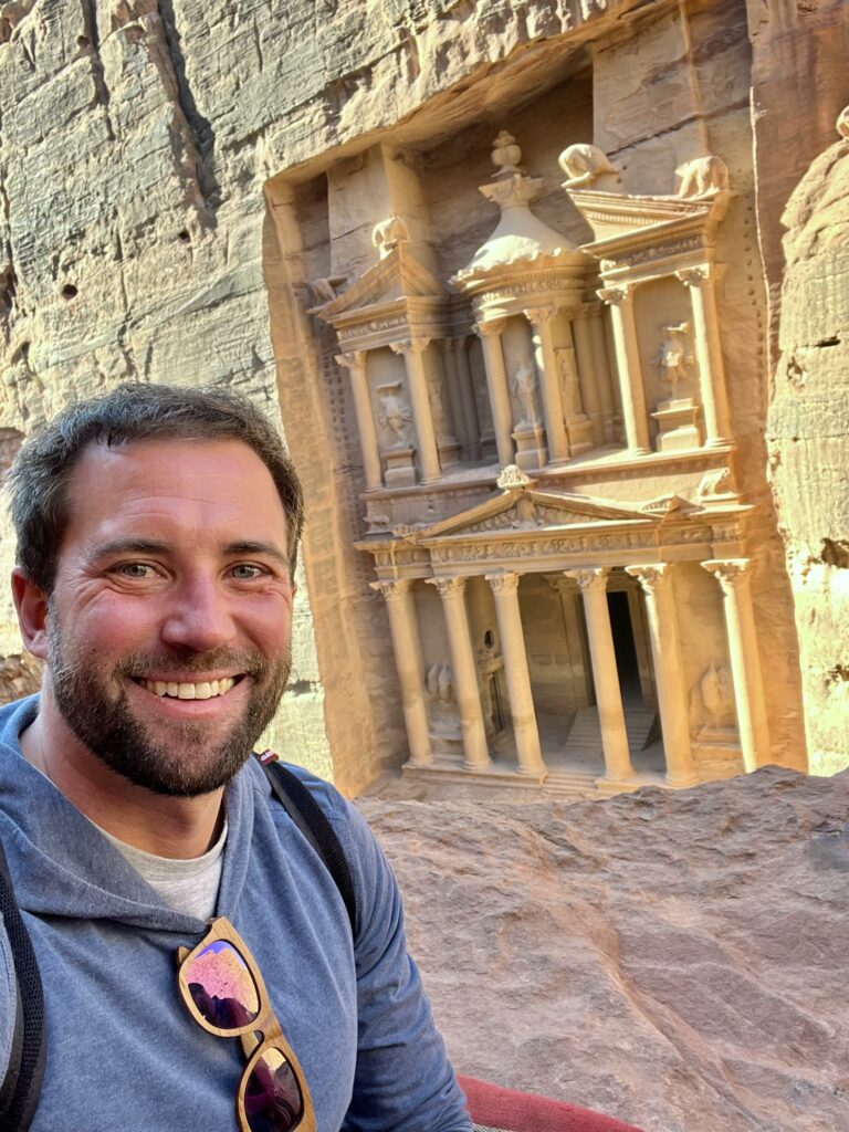 Davis in front of Petra