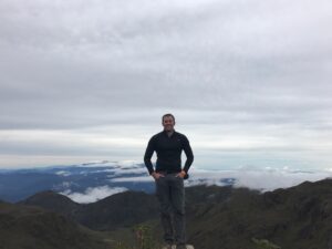 Davis atop a mountain in Costa Rica