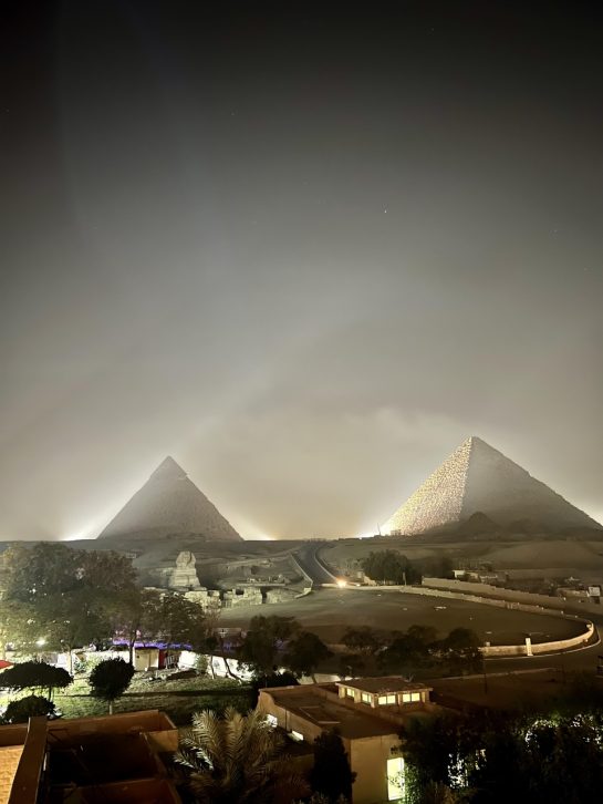 A view of the pyramids at Giza