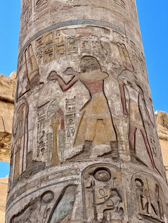 A decorated column from ancient Egypt