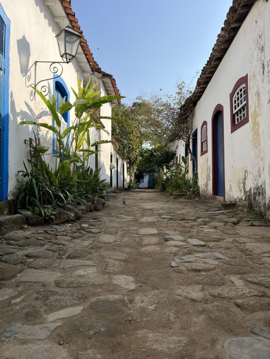 A cobblestone street in South America