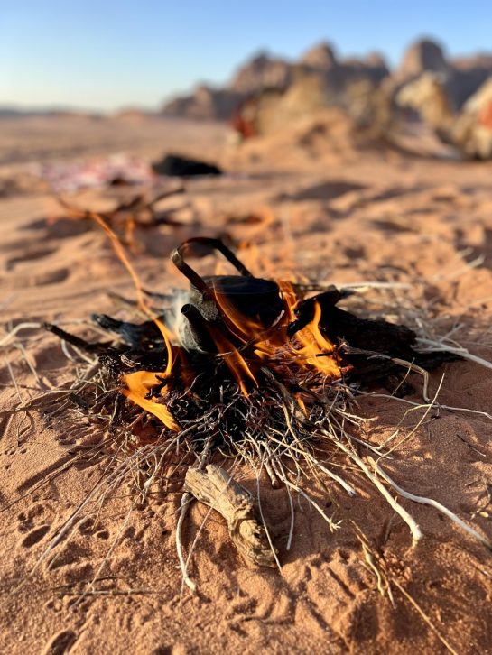 a fire on the desert